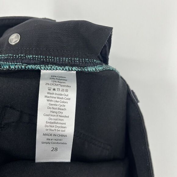 LuLaRoe Shorts Size 28 Charcoal Black Distressed Denim Bermuda Stretch High Rise - Picture 7 of 8